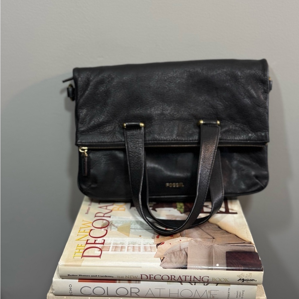 Fossil Black Leather Satchel